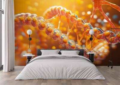  DNA strands in shades of orange and yellow Wall mural